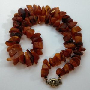 Sterling Raw Natural Baltic Amber Necklace